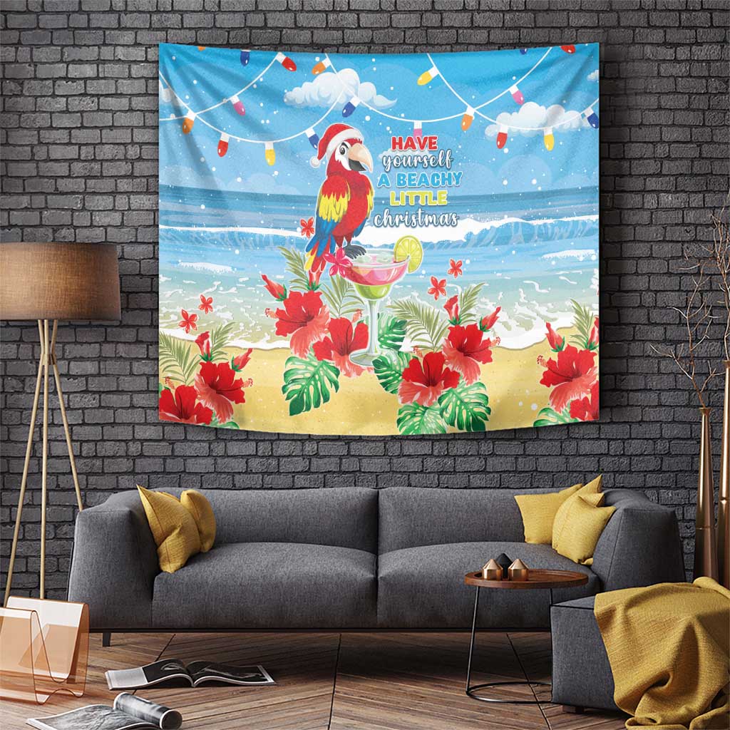 Hawaii Christmas Tapestry Funny Macaw Parrot Tropical Vibe LT05 - Polynesian Pride