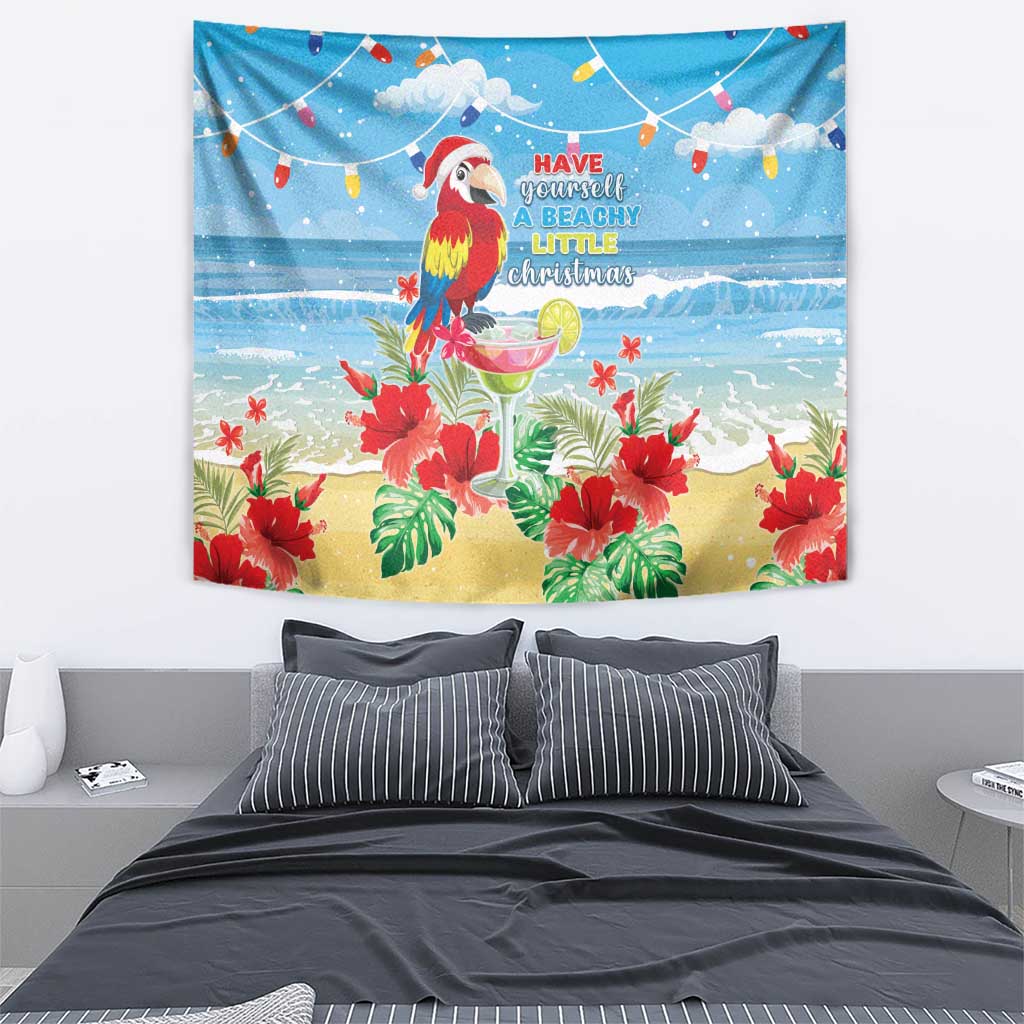 Hawaii Christmas Tapestry Funny Macaw Parrot Tropical Vibe LT05 - Polynesian Pride
