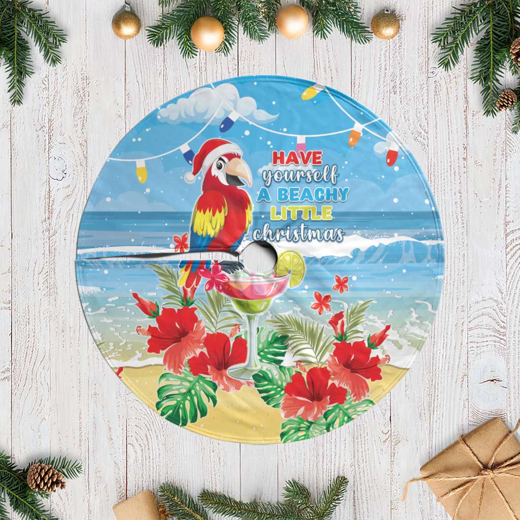 Hawaii Christmas Tree Skirt Funny Macaw Parrot Tropical Vibe