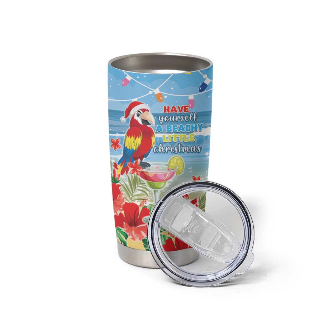 Hawaii Christmas Tumbler Cup Funny Macaw Parrot Tropical Vibe