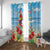 Hawaii Christmas Window Curtain Funny Macaw Parrot Tropical Vibe