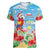 Hawaii Christmas Women V-Neck T-Shirt Funny Macaw Parrot Tropical Vibe