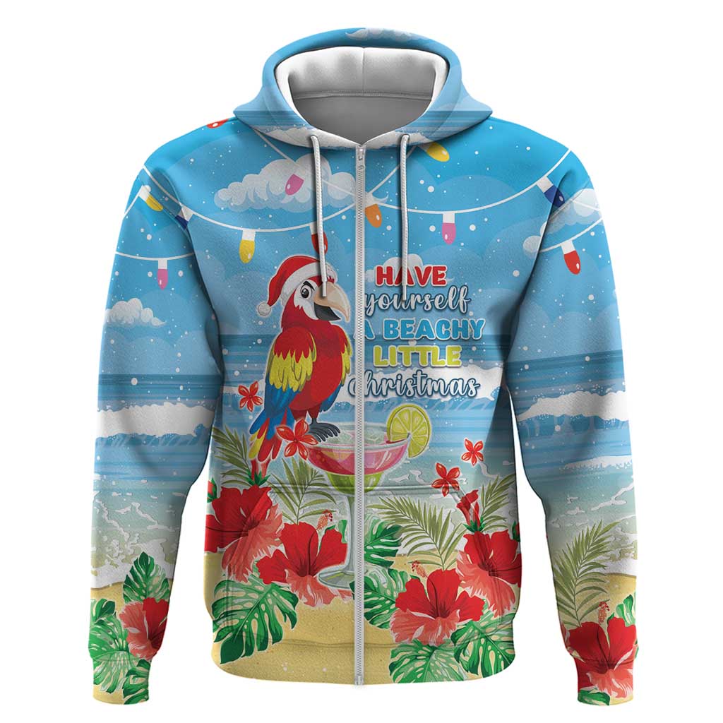 Hawaii Christmas Zip Hoodie Funny Macaw Parrot Tropical Vibe