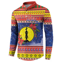 New Caledonia Christmas Button Sweatshirt Kanaky Poinsettia Joyeux Noel