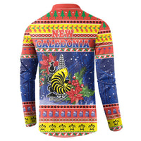 New Caledonia Christmas Button Sweatshirt Kanaky Poinsettia Joyeux Noel