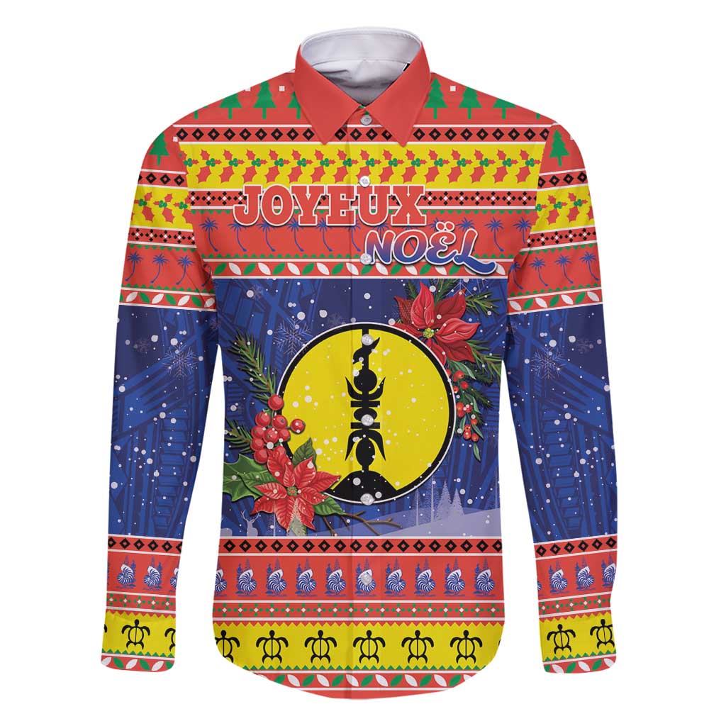 New Caledonia Christmas Family Matching Off Shoulder Short Dress and Hawaiian Shirt Kanaky Poinsettia Joyeux Noel