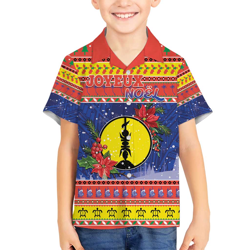 New Caledonia Christmas Family Matching Puletasi and Hawaiian Shirt Kanaky Poinsettia Joyeux Noel