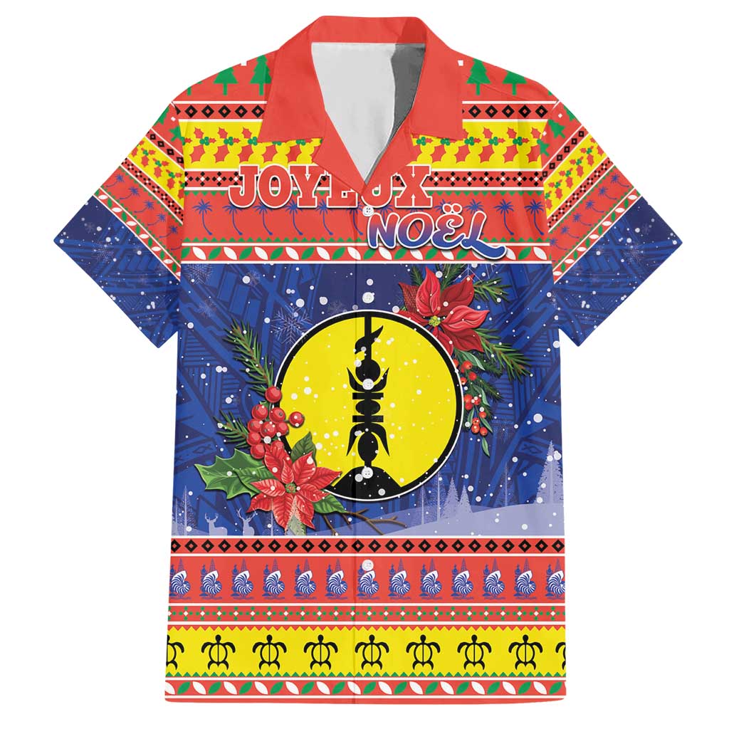 New Caledonia Christmas Hawaiian Shirt Kanaky Poinsettia Joyeux Noel