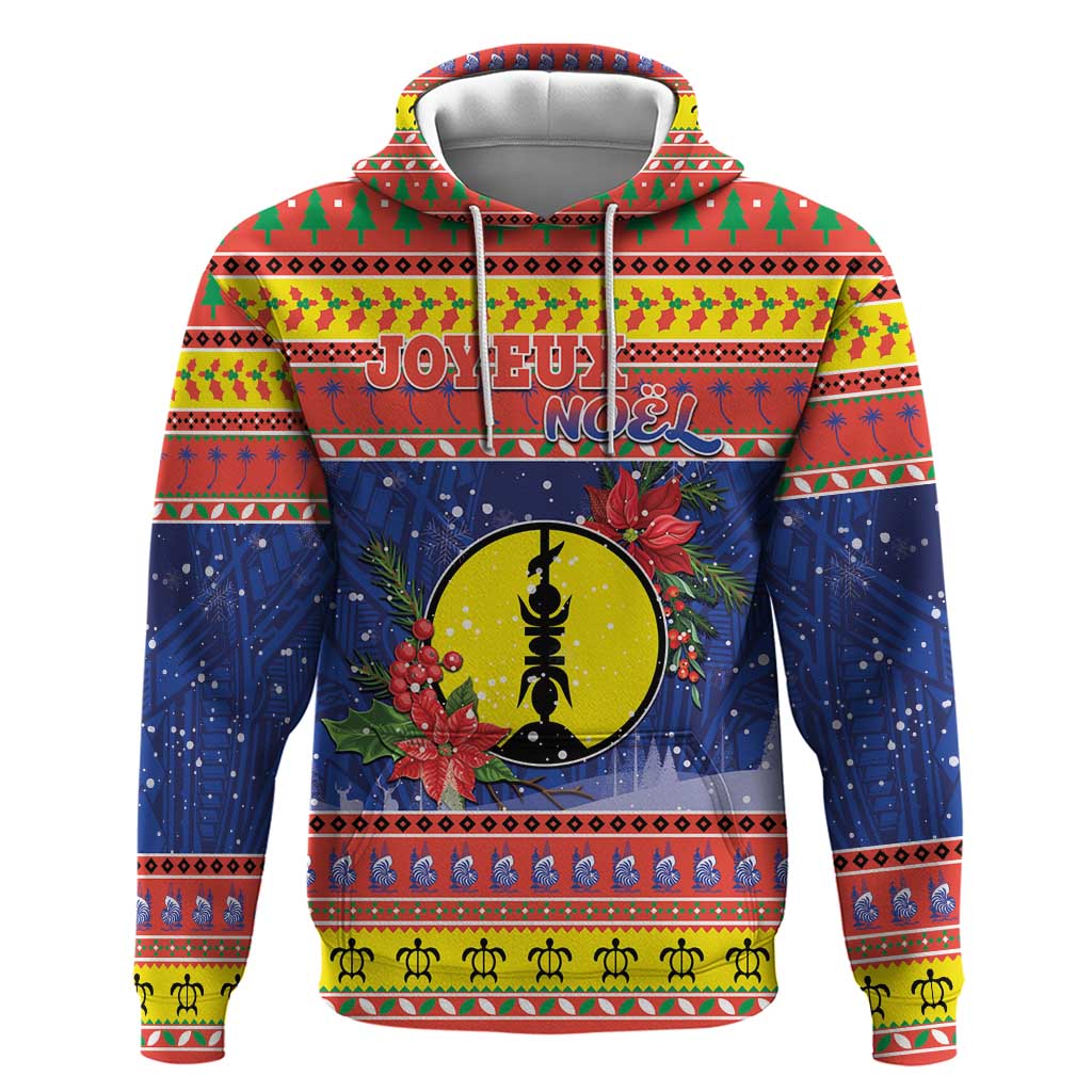 New Caledonia Christmas Hoodie Kanaky Poinsettia Joyeux Noel