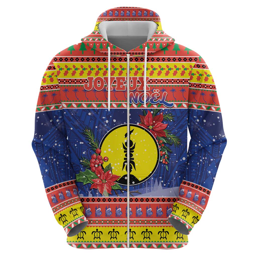 New Caledonia Christmas Hoodie Kanaky Poinsettia Joyeux Noel