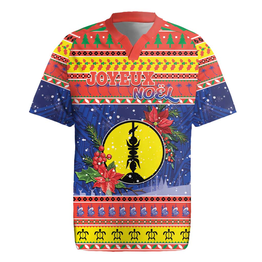 New Caledonia Christmas Rugby Jersey Kanaky Poinsettia Joyeux Noel