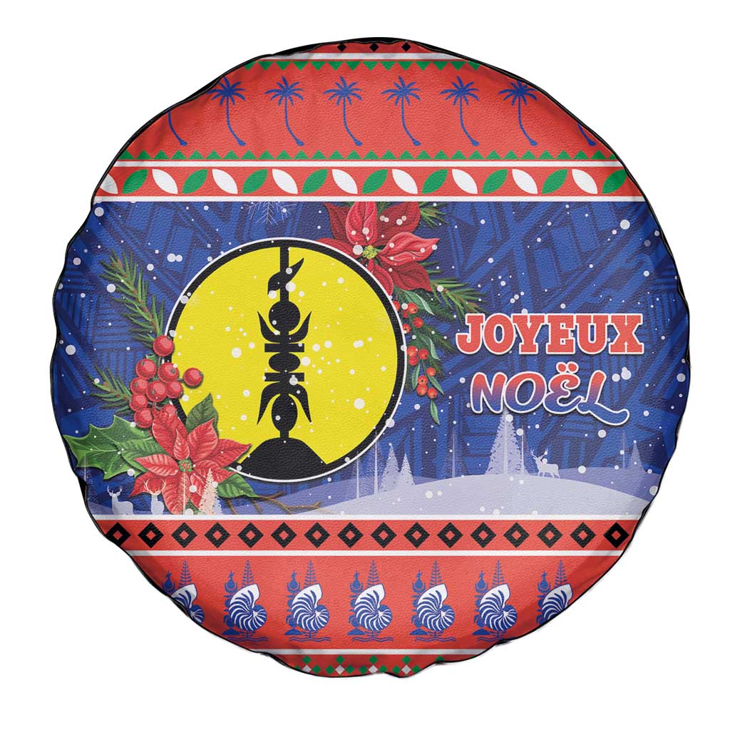 New Caledonia Christmas Spare Tire Cover Kanaky Poinsettia Joyeux Noel