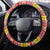 New Caledonia Christmas Steering Wheel Cover Kanaky Poinsettia Joyeux Noel