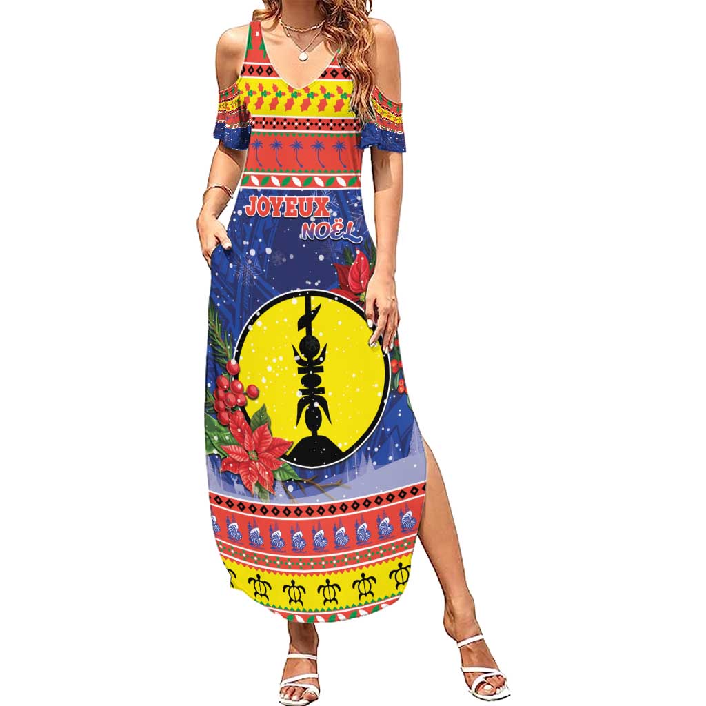 New Caledonia Christmas Summer Maxi Dress Kanaky Poinsettia Joyeux Noel