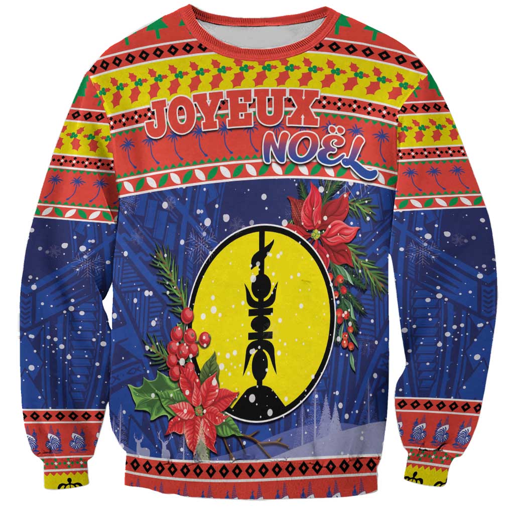 New Caledonia Christmas Sweatshirt Kanaky Poinsettia Joyeux Noel