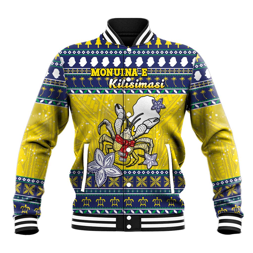 Niue The Rock Christmas Baseball Jacket Niuean Crab Monuina E Kilisimasi LT05 Unisex Blue - Polynesian Pride