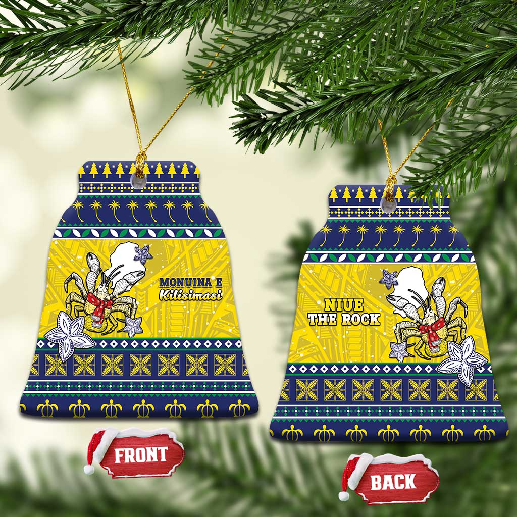 Niue The Rock Christmas Ceramic Ornament Niuean Crab Monuina E Kilisimasi LT05 Bell Flake Blue - Polynesian Pride