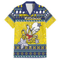 Niue The Rock Christmas Family Matching Short Sleeve Bodycon Dress and Hawaiian Shirt Niuean Crab Monuina E Kilisimasi