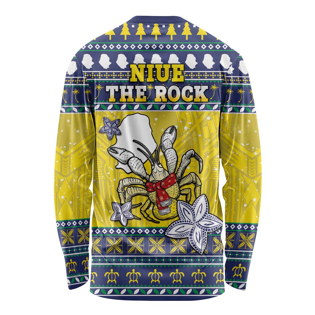 Niue The Rock Christmas Long Sleeve Shirt Niuean Crab Monuina E Kilisimasi