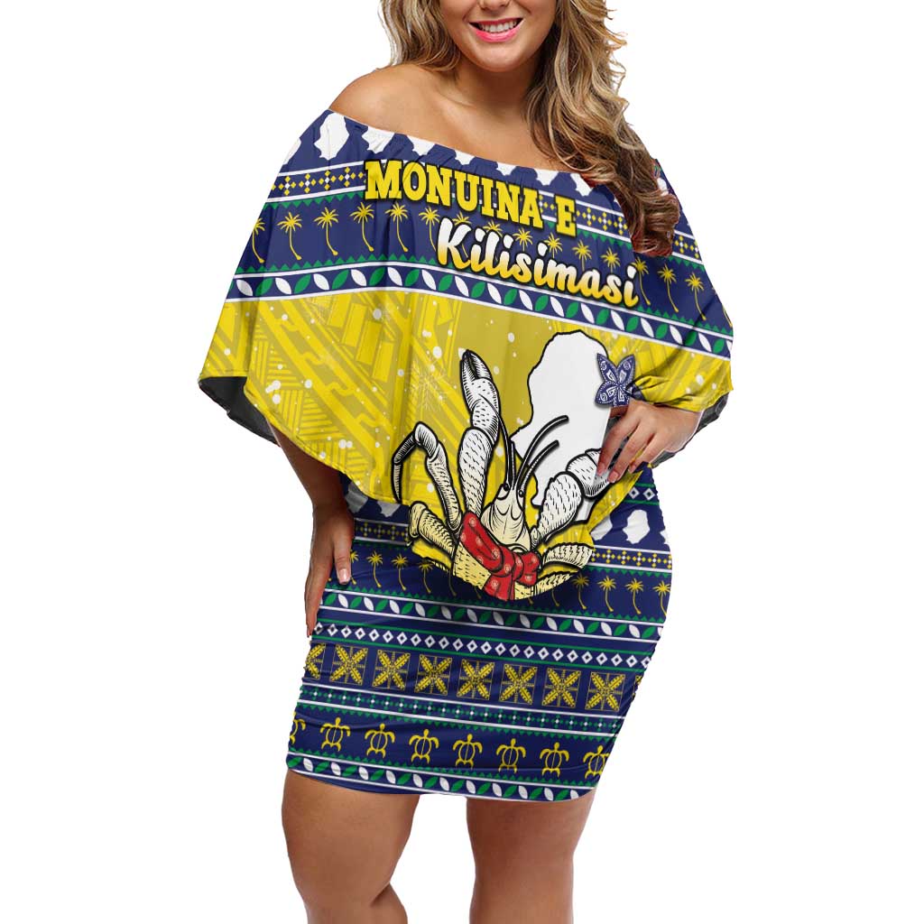 Niue The Rock Christmas Off Shoulder Short Dress Niuean Crab Monuina E Kilisimasi