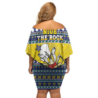 Niue The Rock Christmas Off Shoulder Short Dress Niuean Crab Monuina E Kilisimasi