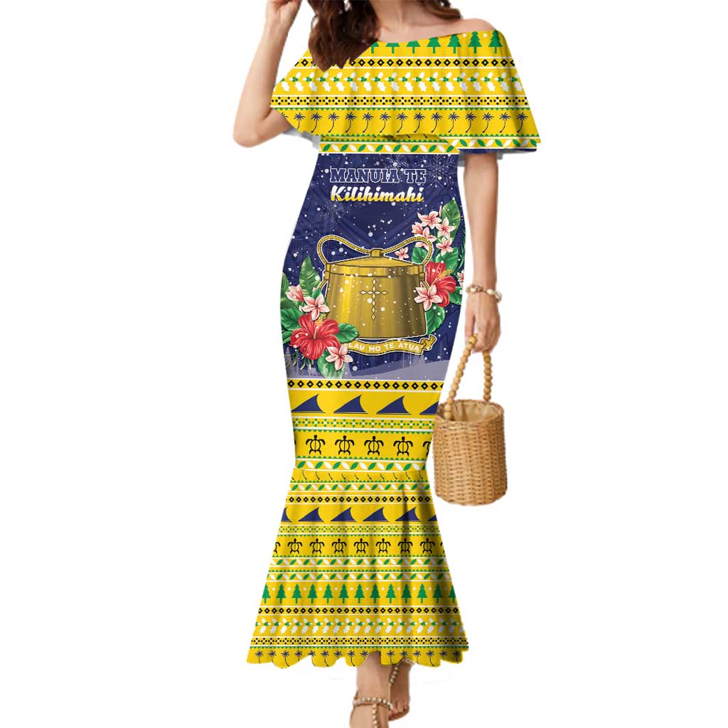 Tokelau Christmas Family Matching Mermaid Dress and Hawaiian Shirt Tokelauan Badge Manuia Te Kilihimahi