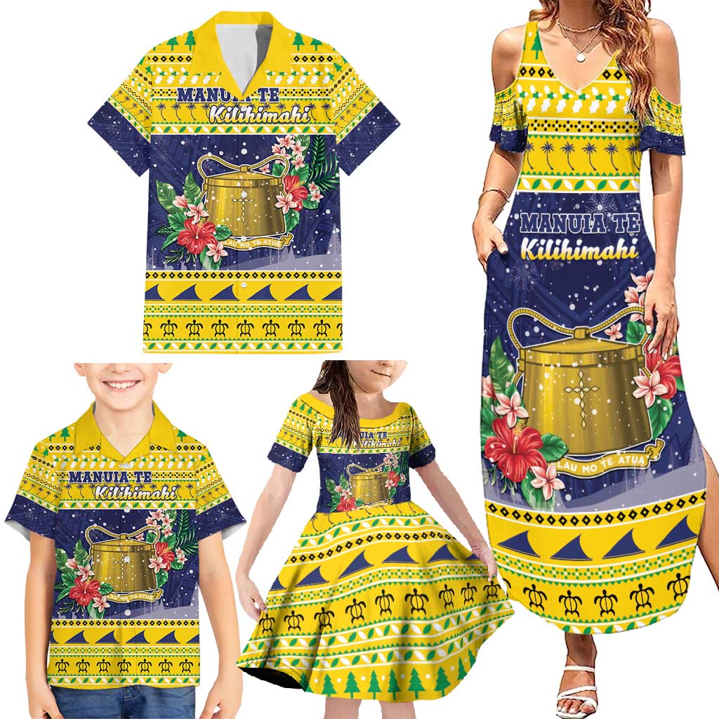 Tokelau Christmas Family Matching Summer Maxi Dress and Hawaiian Shirt Tokelauan Badge Manuia Te Kilihimahi