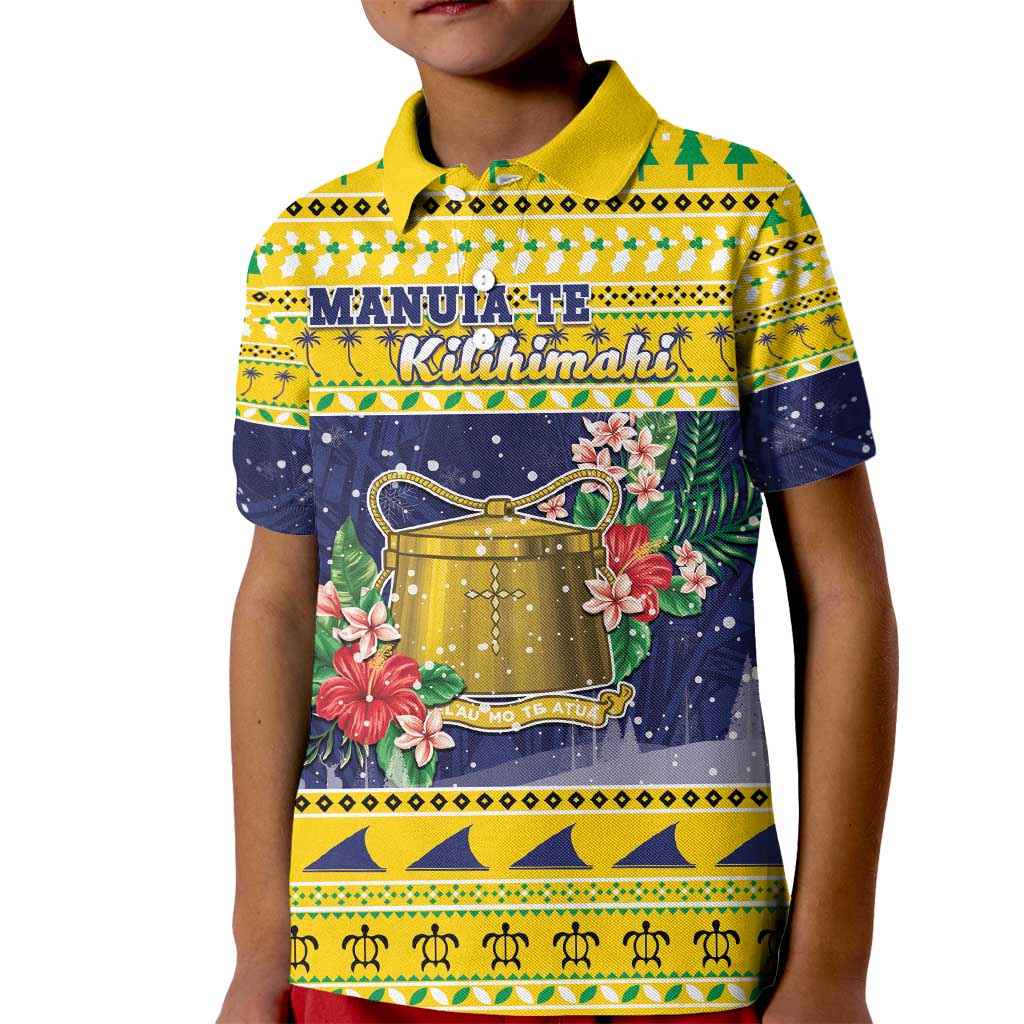 Tokelau Christmas Kid Polo Shirt Tokelauan Badge Manuia Te Kilihimahi