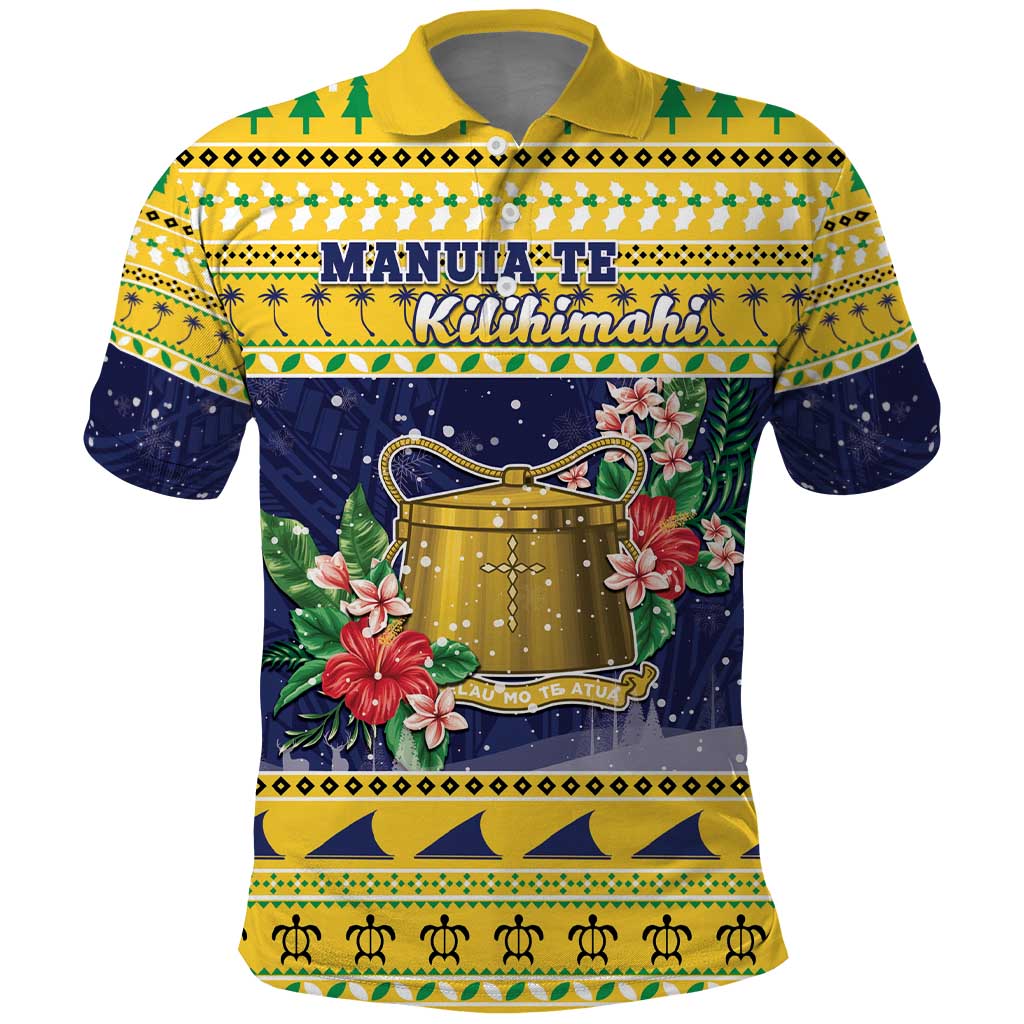 Tokelau Christmas Polo Shirt Tokelauan Badge Manuia Te Kilihimahi