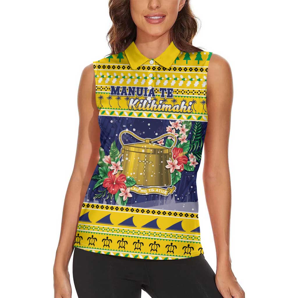 Tokelau Christmas Women Sleeveless Polo Shirt Tokelauan Badge Manuia Te Kilihimahi