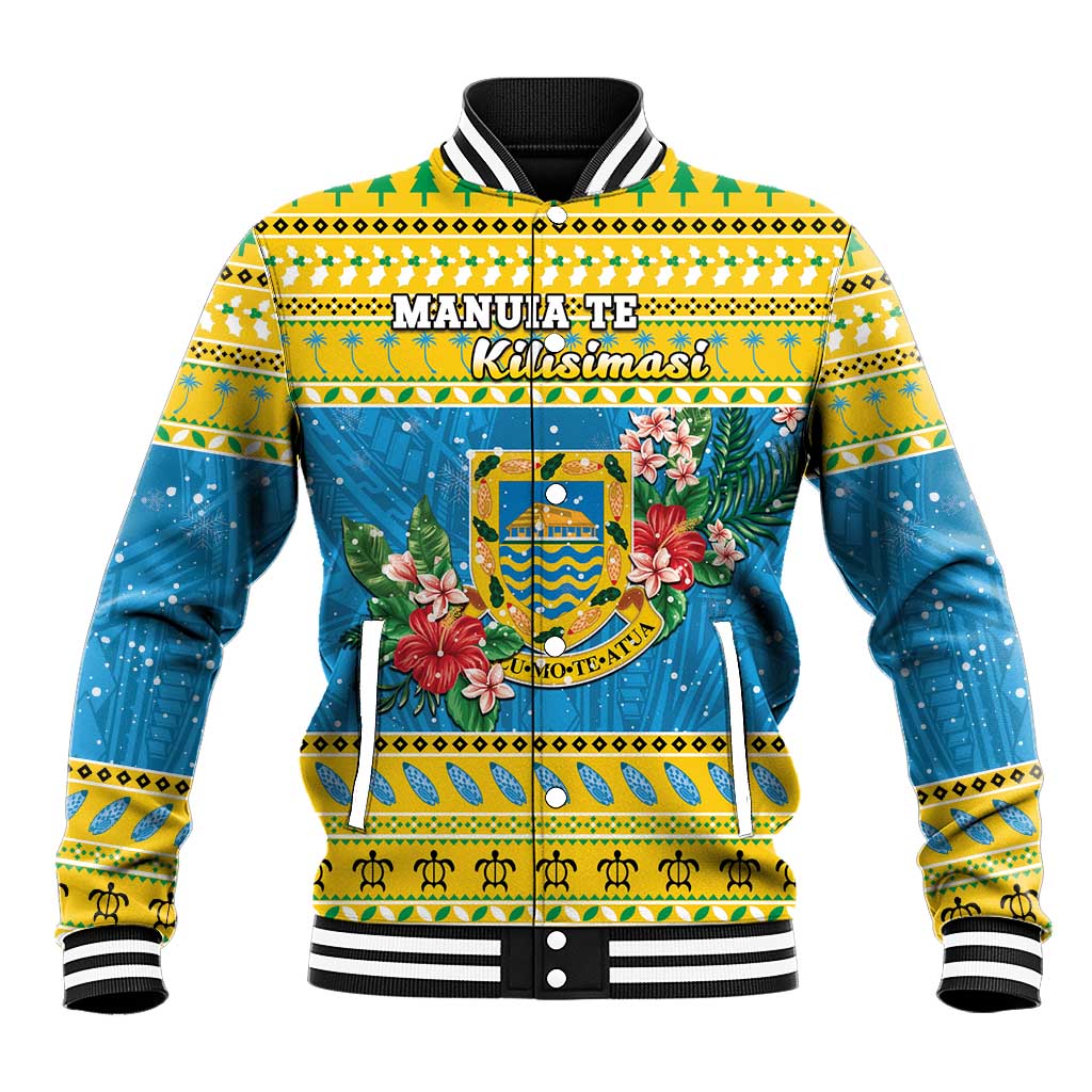 Tuvalu Christmas Baseball Jacket Coat Of Arms Manuia Te Kilisimasi LT05 Unisex Yellow - Polynesian Pride