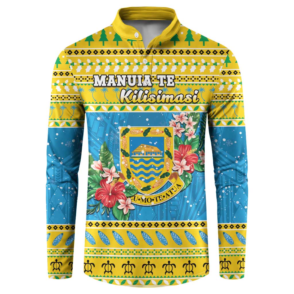 Tuvalu Christmas Button Sweatshirt Coat Of Arms Manuia Te Kilisimasi