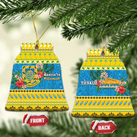Tuvalu Christmas Ceramic Ornament Coat Of Arms Manuia Te Kilisimasi LT05 Bell Flake Yellow - Polynesian Pride