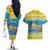 Tuvalu Christmas Couples Matching Off The Shoulder Long Sleeve Dress and Hawaiian Shirt Coat Of Arms Manuia Te Kilisimasi