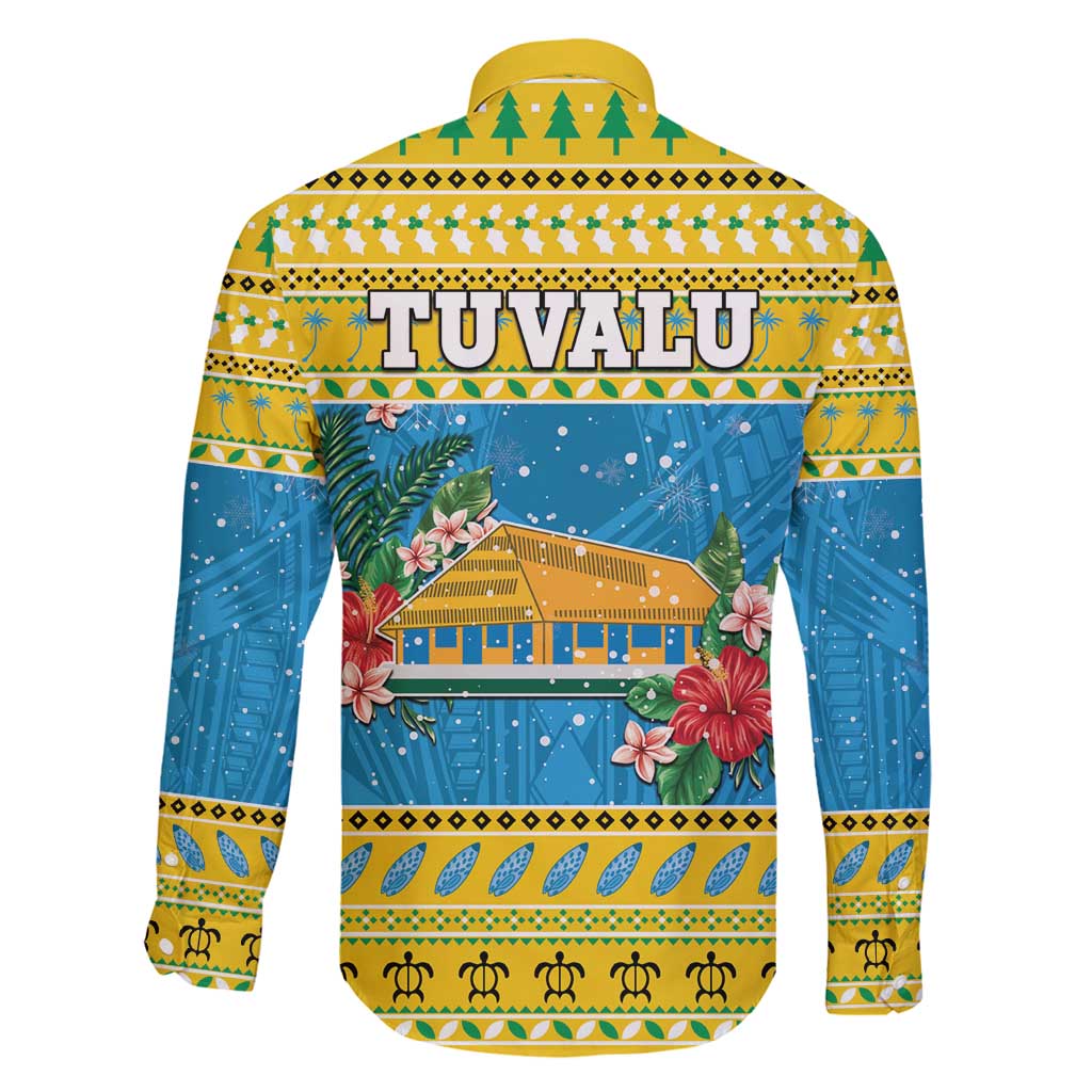 Tuvalu Christmas Family Matching Mermaid Dress and Hawaiian Shirt Coat Of Arms Manuia Te Kilisimasi