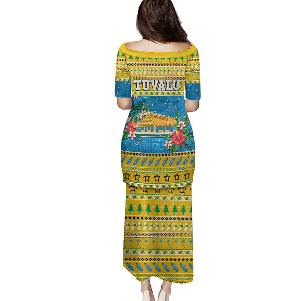 Tuvalu Christmas Family Matching Puletasi and Hawaiian Shirt Coat Of Arms Manuia Te Kilisimasi