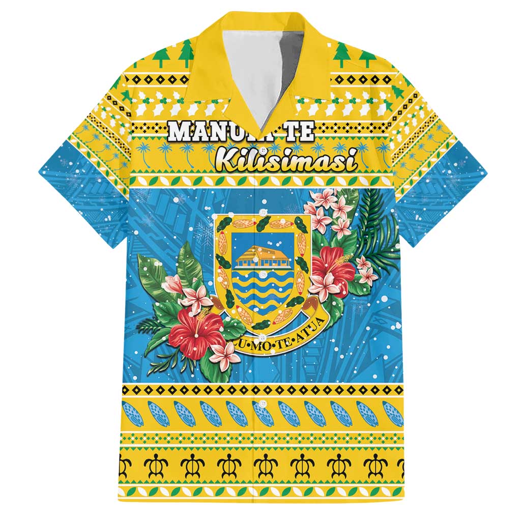 Tuvalu Christmas Hawaiian Shirt Coat Of Arms Manuia Te Kilisimasi LT05 Yellow - Polynesian Pride