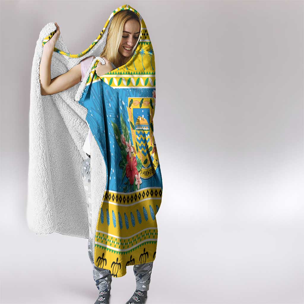 Tuvalu Christmas Hooded Blanket Coat Of Arms Manuia Te Kilisimasi