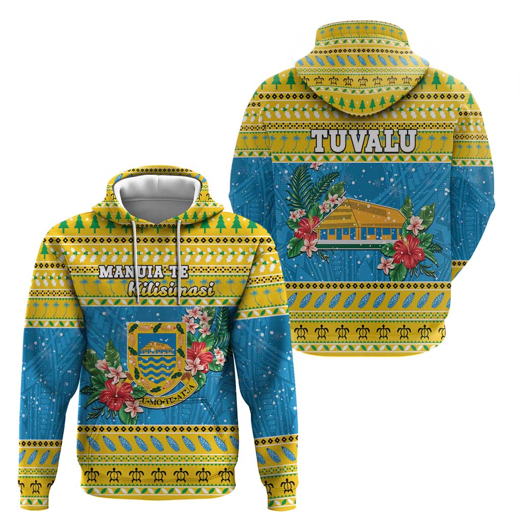 Tuvalu Christmas Hoodie Coat Of Arms Manuia Te Kilisimasi