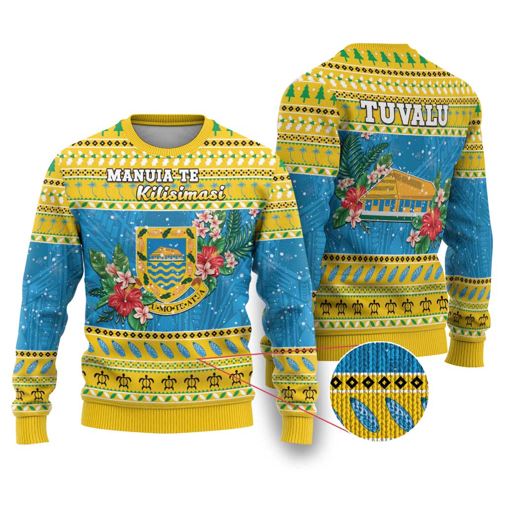 Tuvalu Christmas Ugly Christmas Sweater Coat Of Arms Manuia Te Kilisimasi