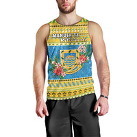 Tuvalu Christmas Men Tank Top Coat Of Arms Manuia Te Kilisimasi LT05 - Polynesian Pride