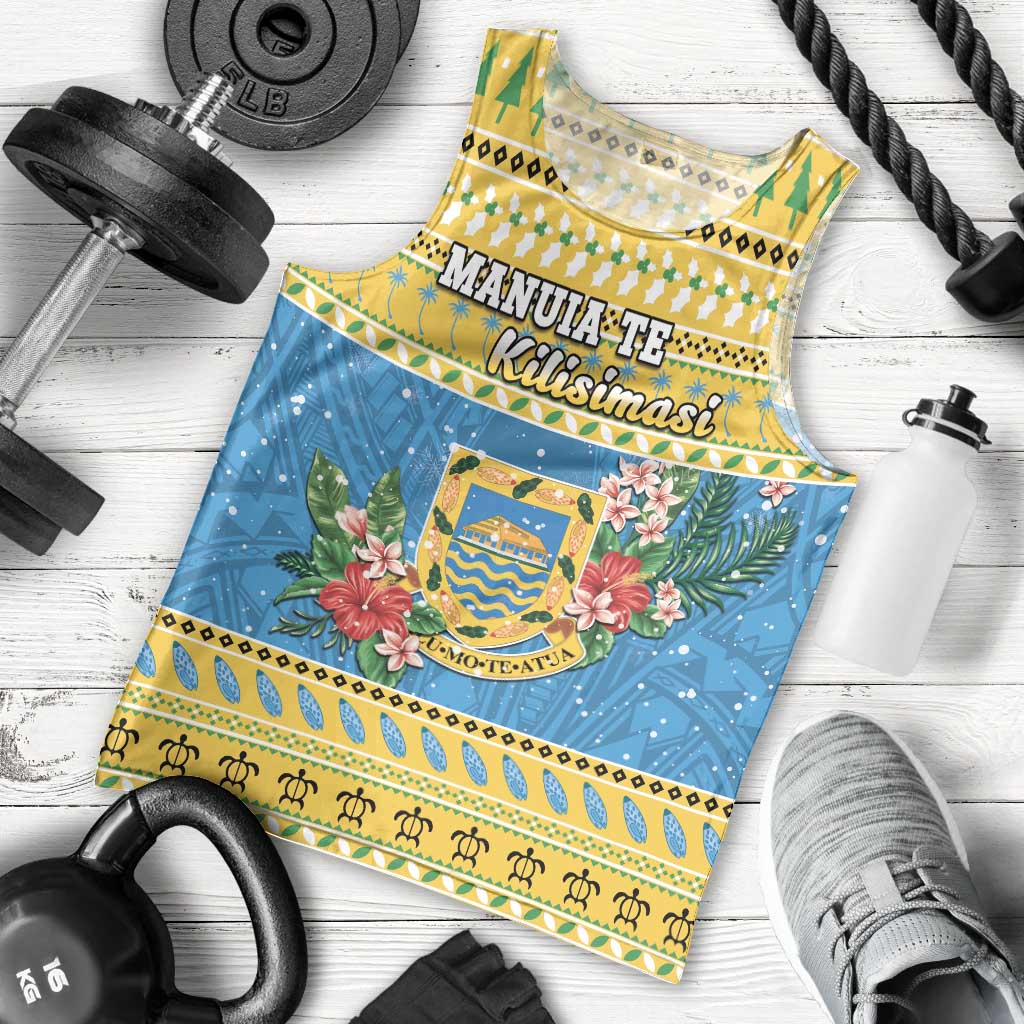 Tuvalu Christmas Men Tank Top Coat Of Arms Manuia Te Kilisimasi LT05 - Polynesian Pride