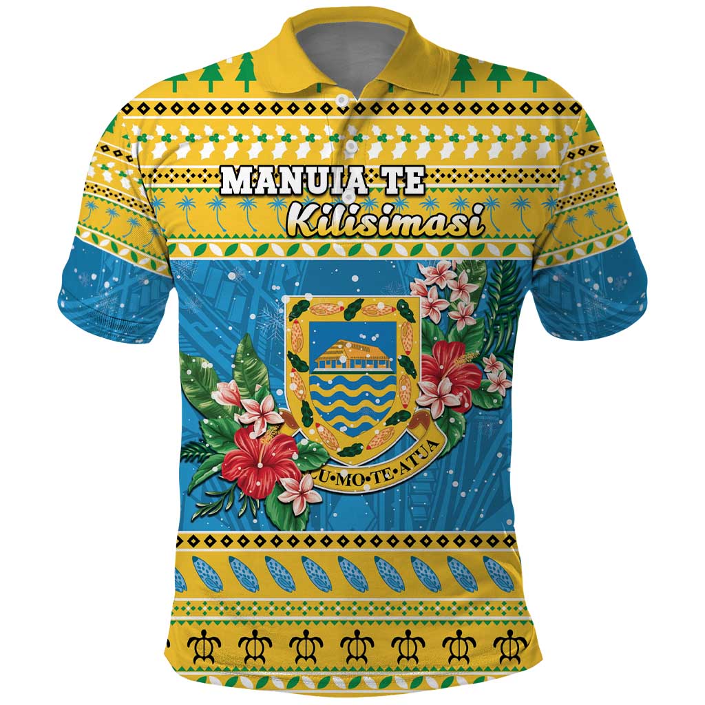 Tuvalu Christmas Polo Shirt Coat Of Arms Manuia Te Kilisimasi