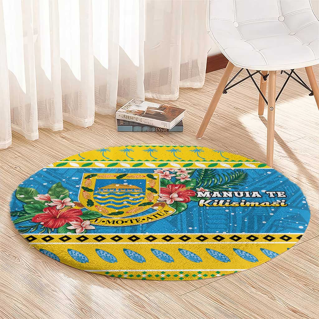 Tuvalu Christmas Round Carpet Coat Of Arms Manuia Te Kilisimasi
