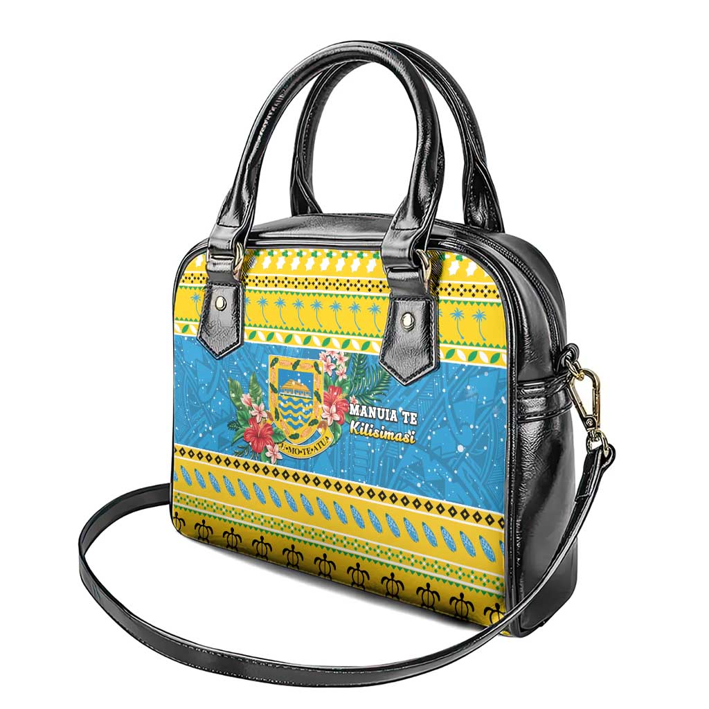 Tuvalu Christmas Shoulder Handbag Coat Of Arms Manuia Te Kilisimasi