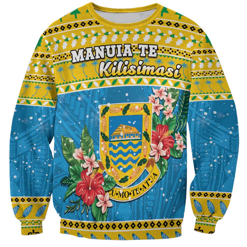 Tuvalu Christmas Sweatshirt Coat Of Arms Manuia Te Kilisimasi LT05 Unisex Yellow - Polynesian Pride