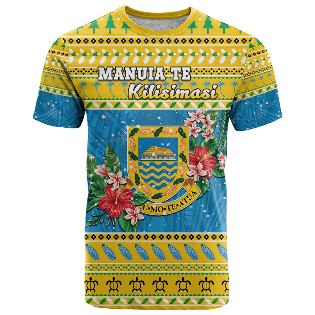 Tuvalu Christmas T Shirt Coat Of Arms Manuia Te Kilisimasi LT05 Yellow - Polynesian Pride