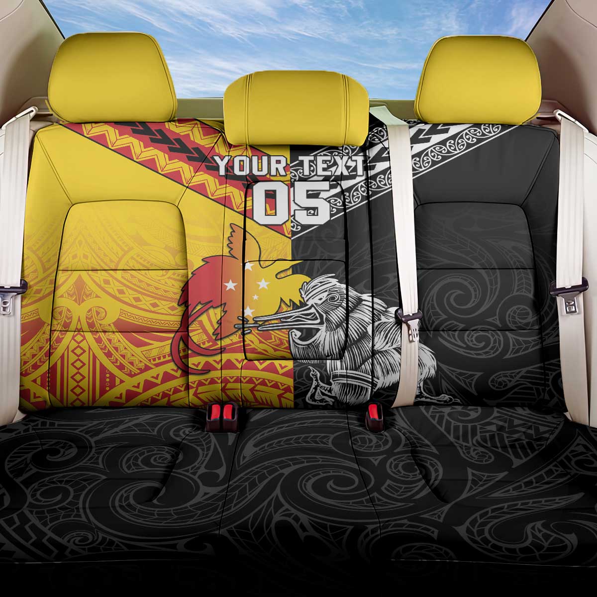 New Zealand And Papua New Guinea Rugby Custom Back Car Seat Cover Maori Kiwi With Bird of Paradise