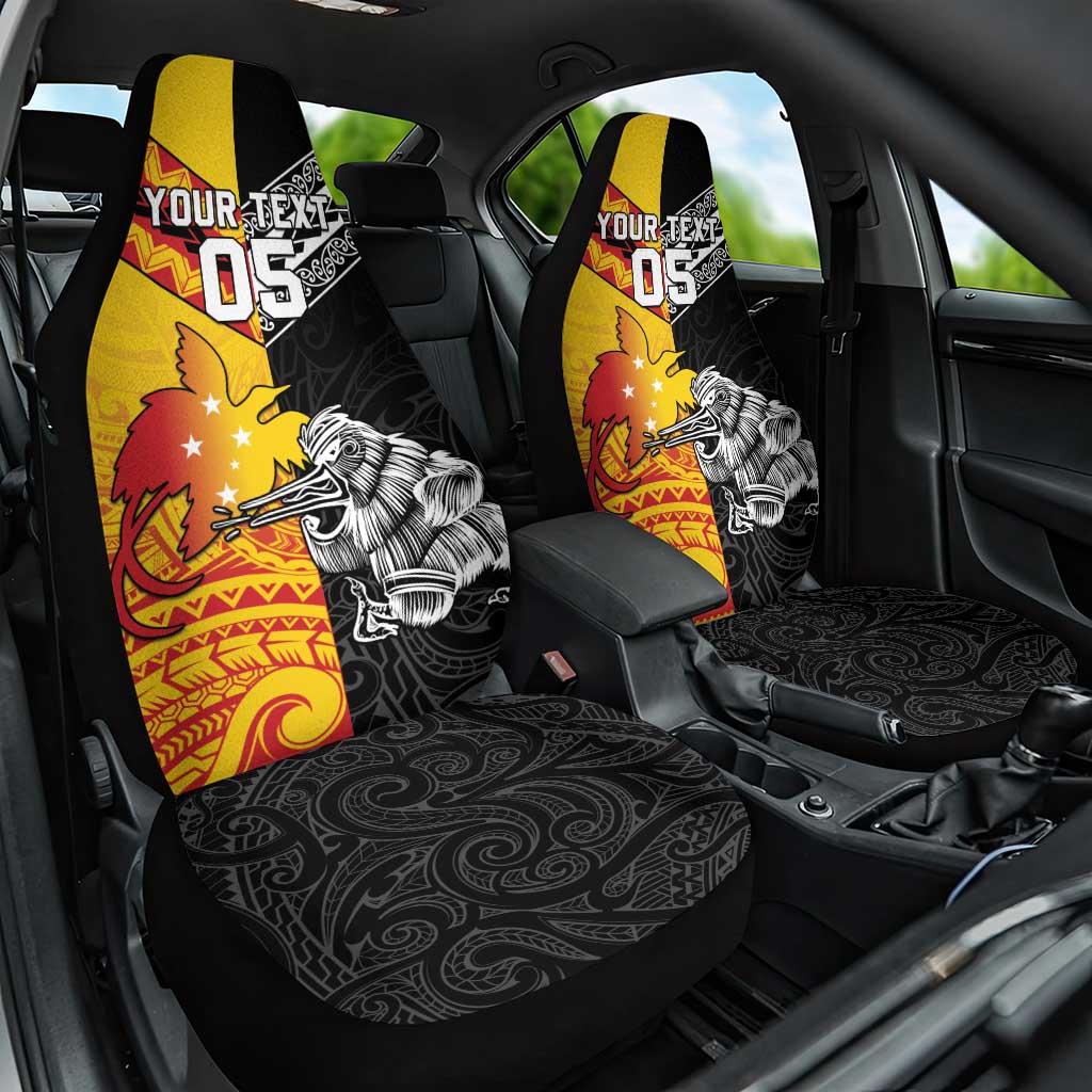 New Zealand And Papua New Guinea Rugby Custom Car Seat Cover Maori Kiwi With Bird of Paradise