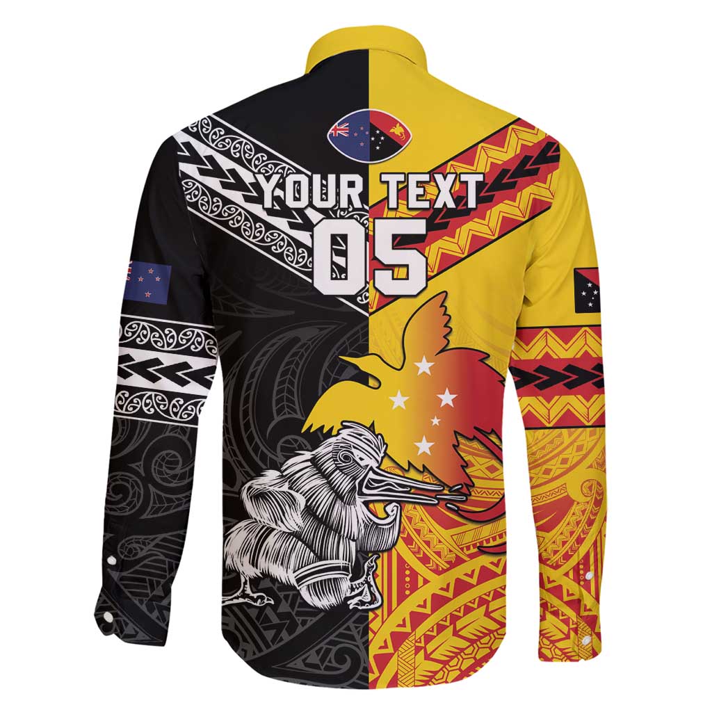 New Zealand And Papua New Guinea Rugby Custom Family Matching Long Sleeve Bodycon Dress and Hawaiian Shirt Maori Kiwi With Bird of Paradise